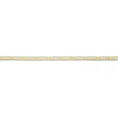 2 tone gold bracelet 10kt cz 5mm -7.25" VI60-8